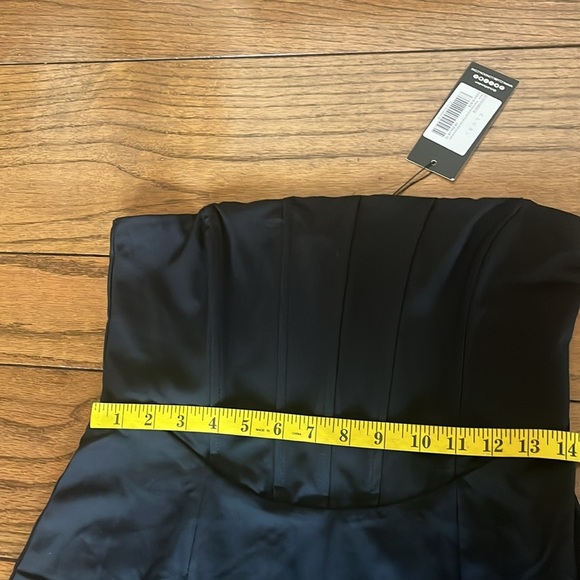 Clubl London Daphne Black Bandeau Corset Thigh Split Maxi Dress Size 6 NWT - Picture 6 of 12